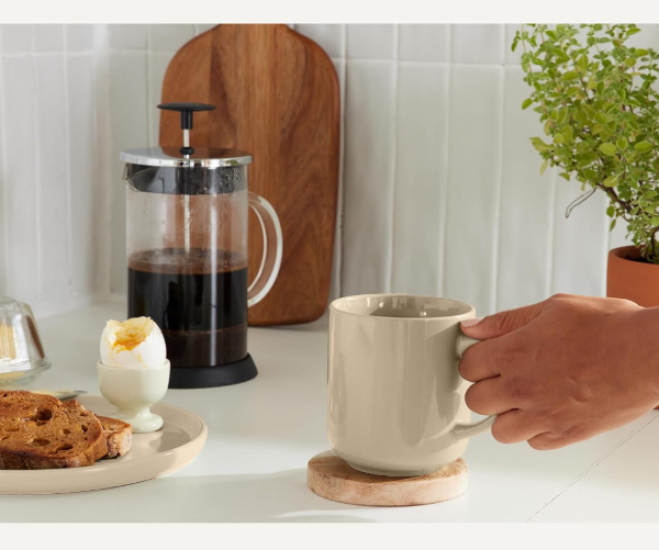 Stoneware Coffee Mug Set, Glossy Stain-Resistant Glaze