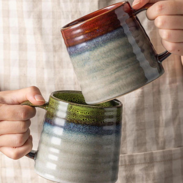 Kiln-Change Glaze Ceramic Mug, Sturdy Large-Capacity Design