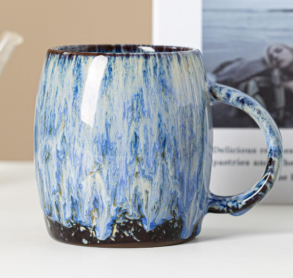 Large-Capacity Kiln-Change Glaze Mug, Ergonomic Handle