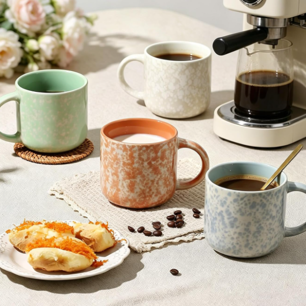 Modern-Style Ceramic Mug Set (4-Piece) With Handles