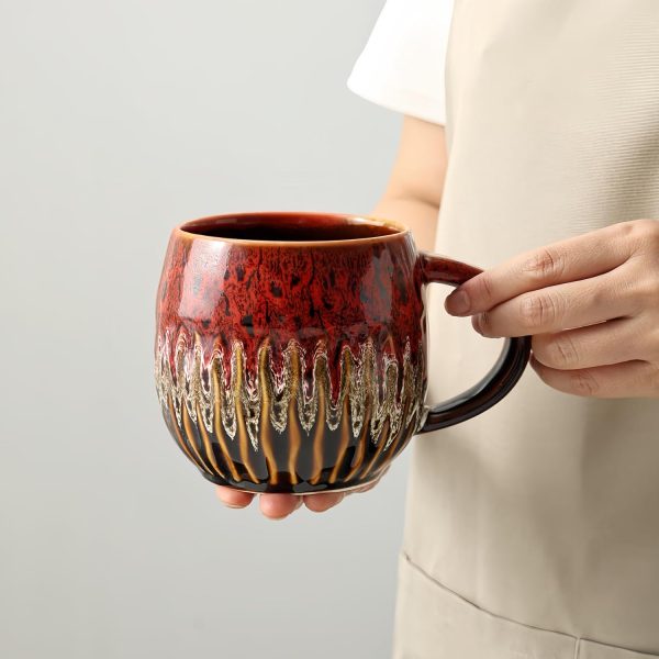 Large-Capacity Red Ceramic Coffee Mug